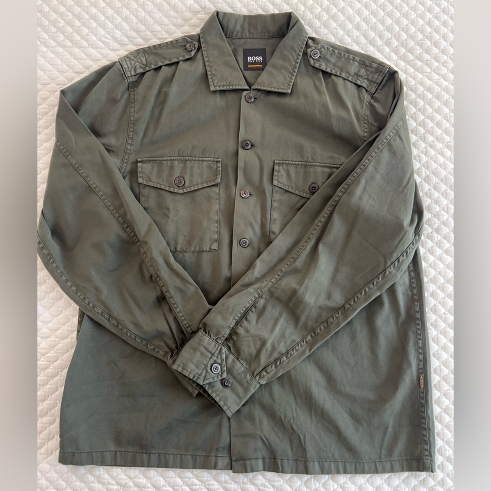 Hugo Boss Men's Military Green Combat Shirt (Large)